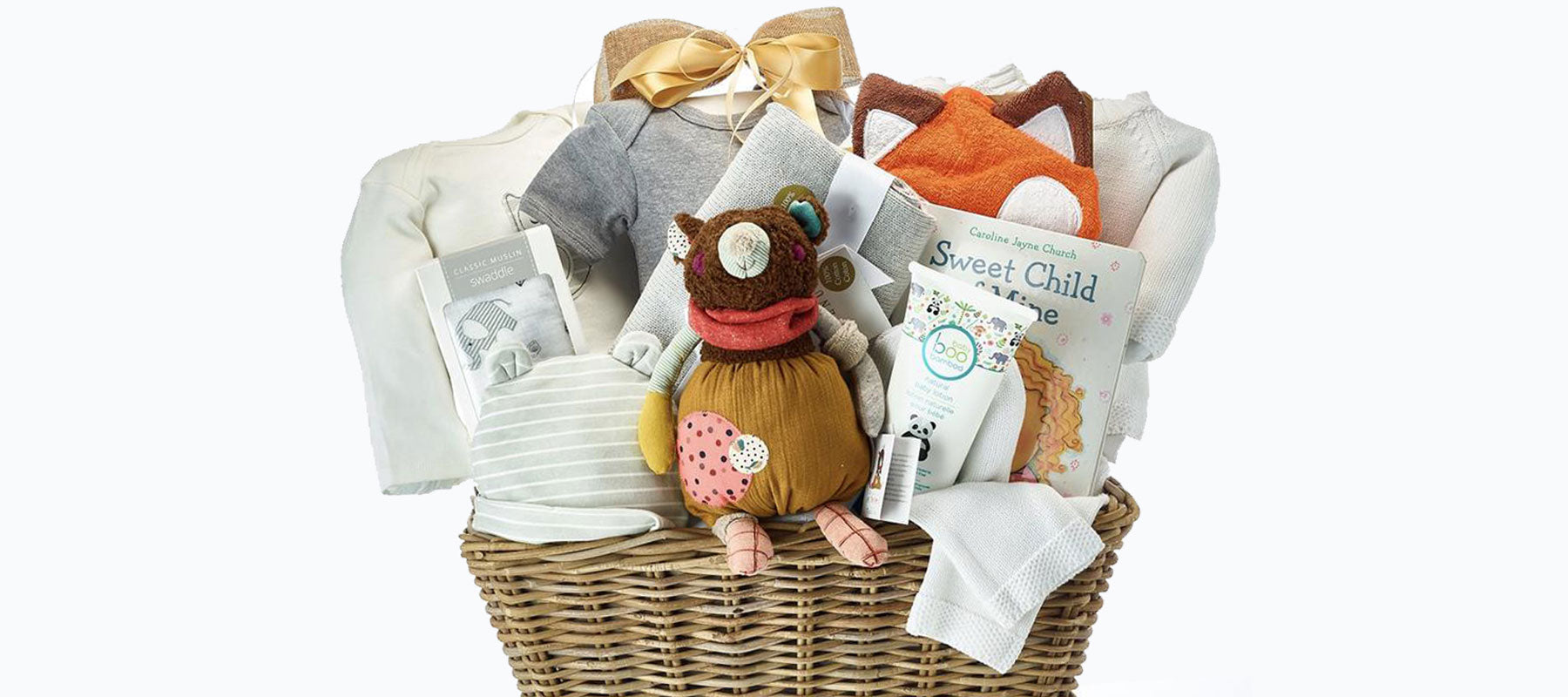 LARGE Unisex baby shower Pram Basket Wicker Hamper Newborn Party Gift  Christmas | eBay