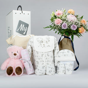 Baby Girl Gift Set With Flowers